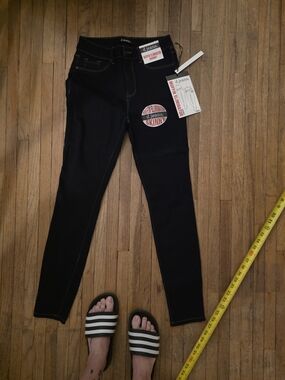 d. jeans Black/Dark Blue Skinny Jeans with High Waist